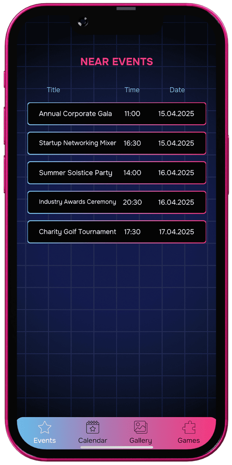 JP Party iPhone App - Calendar View